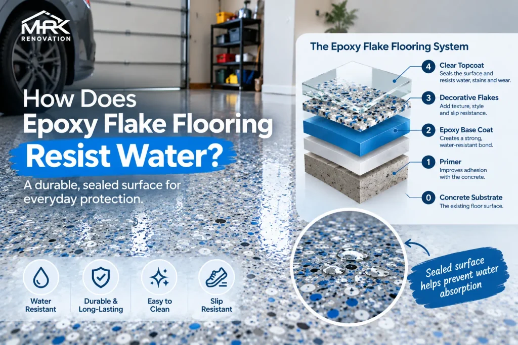 How Does Epoxy Flake Flooring Resist Water?